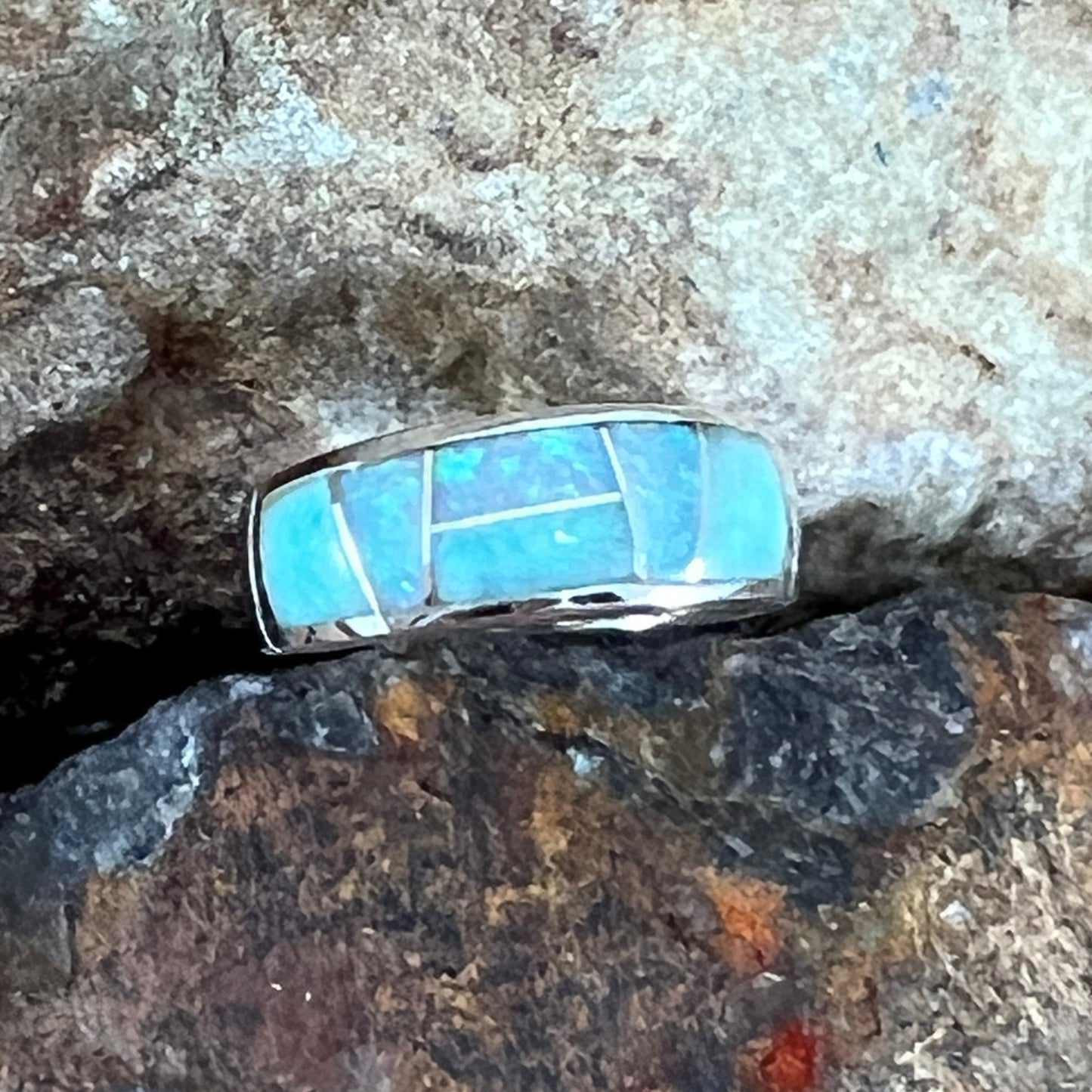 David Rosales Amazing Light Inlaid Sterling Silver Ring