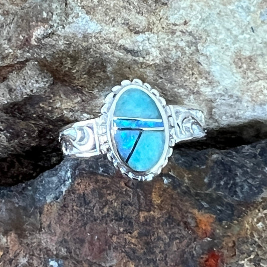 David Rosales Amazing Light Inlaid Sterling Silver Ring