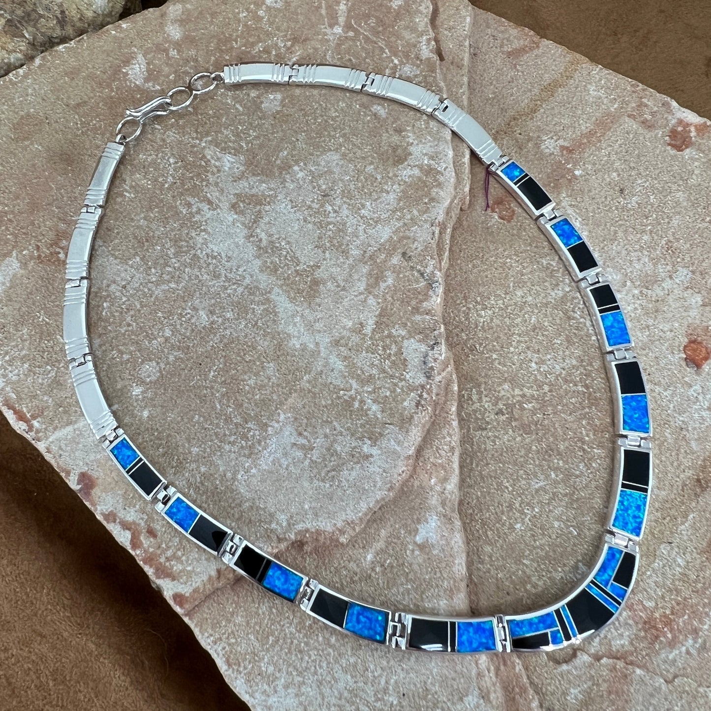 David Rosales Black Beauty Inlay Sterling Silver Necklace