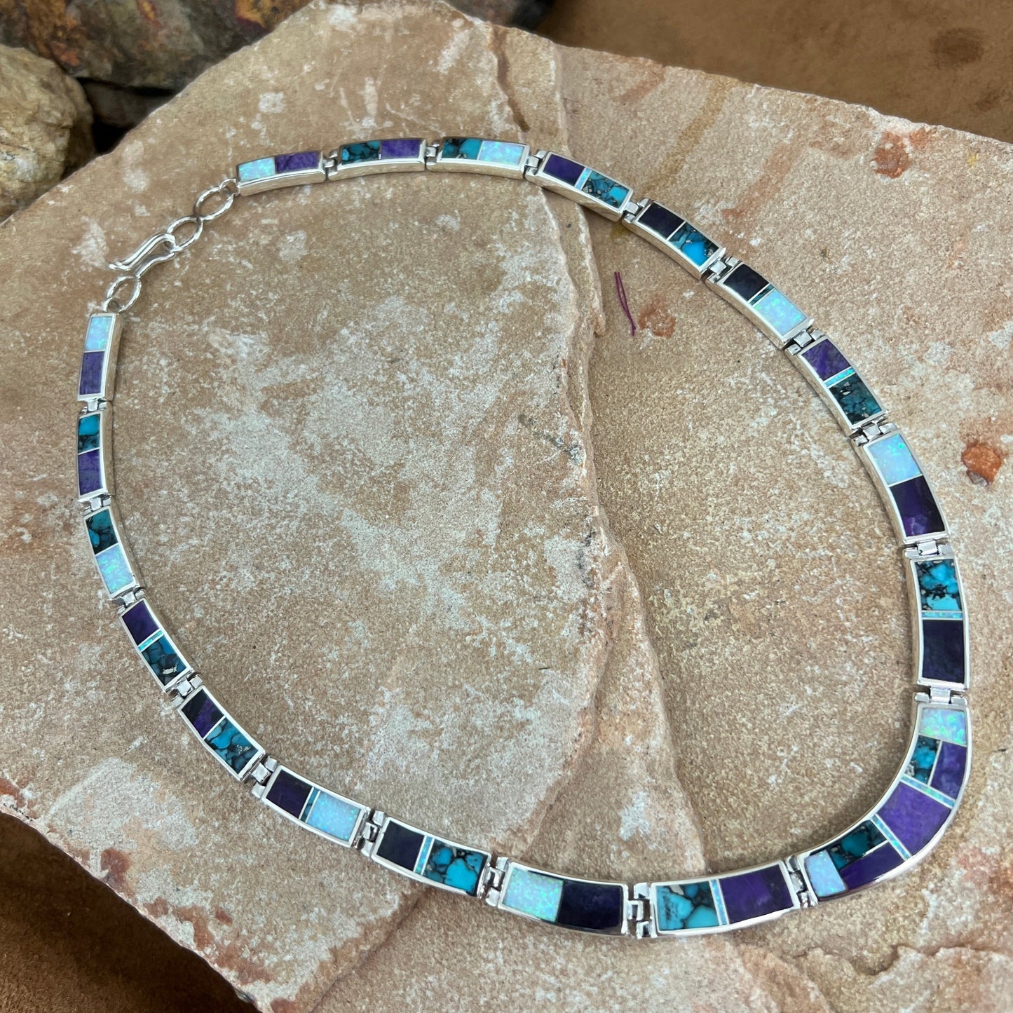 David Rosales Shalako Inlaid Sterling Silver Necklace