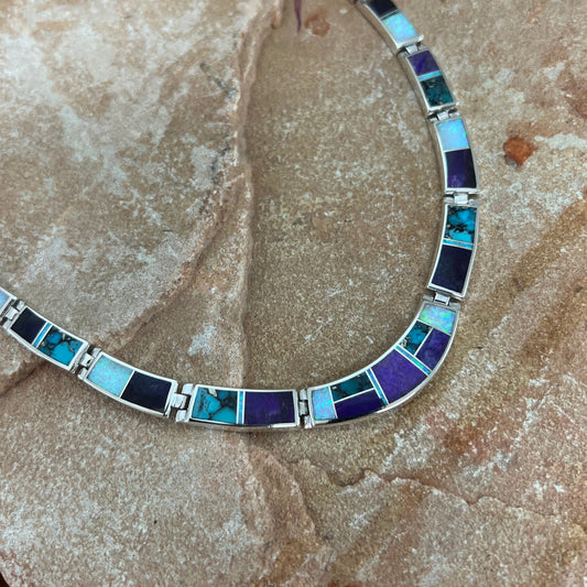 David Rosales Shalako Inlaid Sterling Silver Necklace