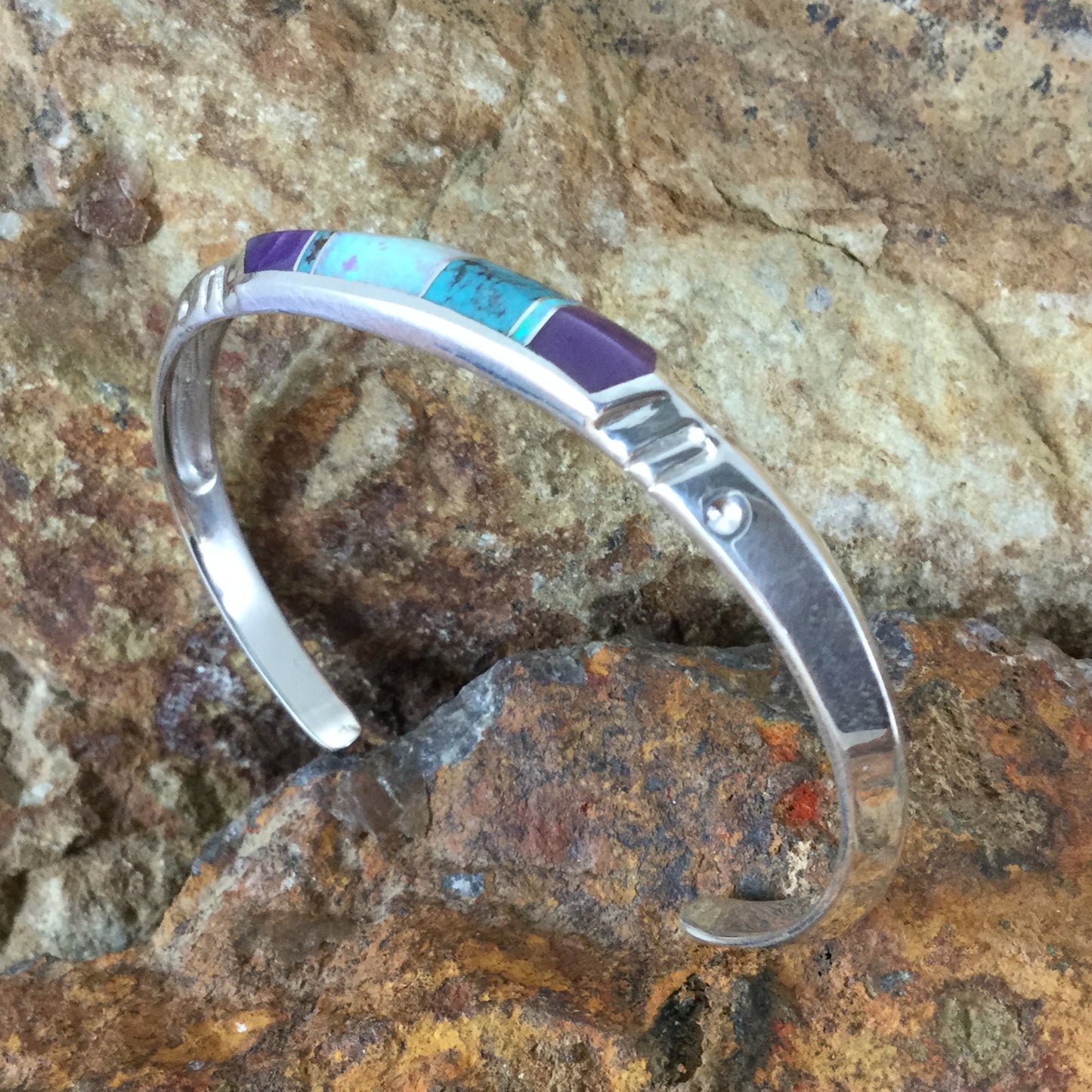 David Rosales Shalako Inlaid Sterling Silver Bracelet