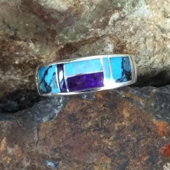 David Rosales Shalako Inlaid Sterling Silver Ring