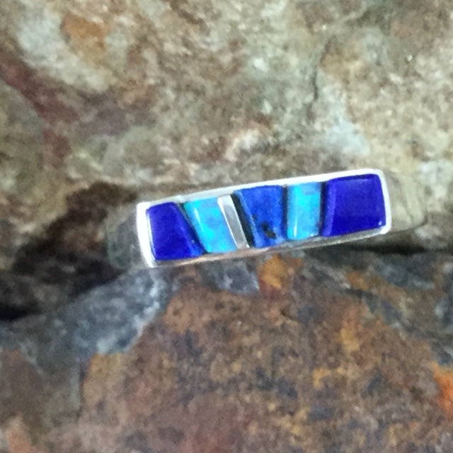 David Rosales Blue Sky Fancy Inlaid Sterling Silver Ring