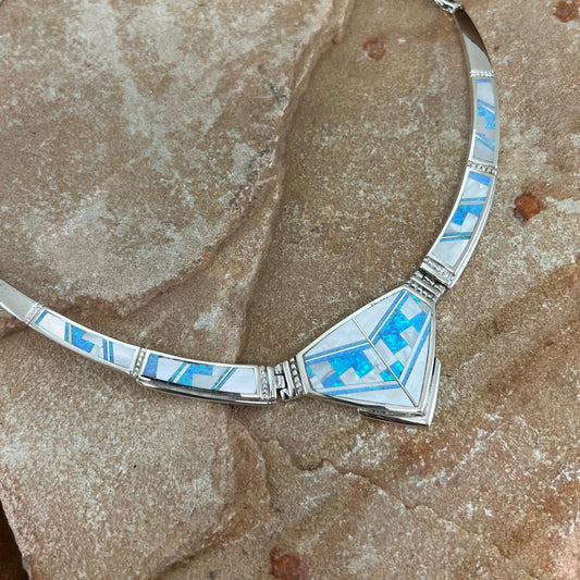 David Rosales Mystic Pearl Fancy Inlaid Sterling Silver Necklace