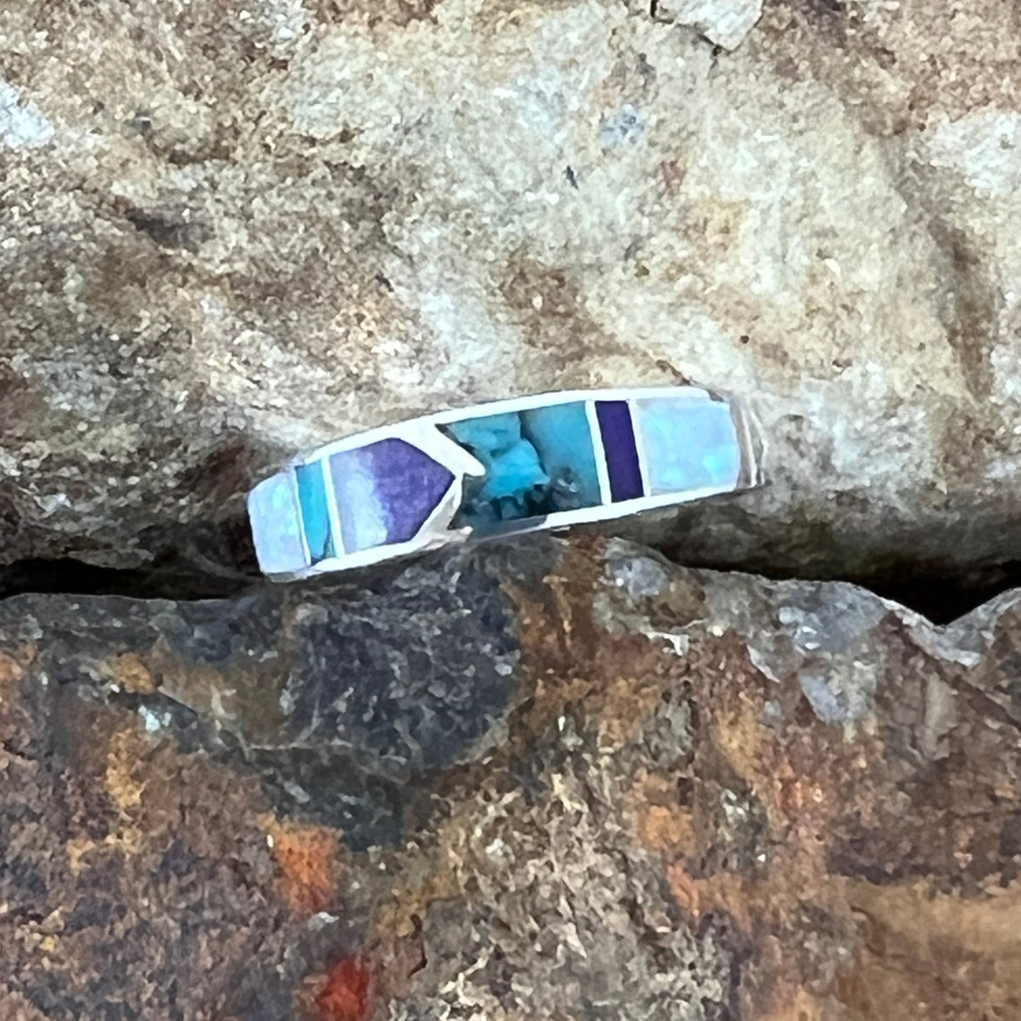 David Rosales Shalako Inlaid Sterling Silver Ring
