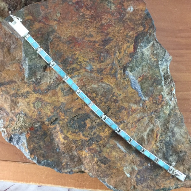 David Rosales Amazing Light Inlaid Sterling Silver Link Bracelet