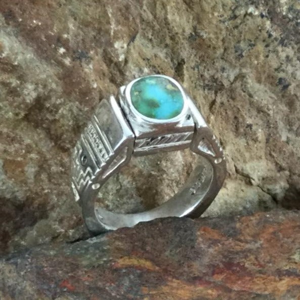 David Rosales Sonoran Gold & CZ Inlaid Sterling Silver Ring Reversible