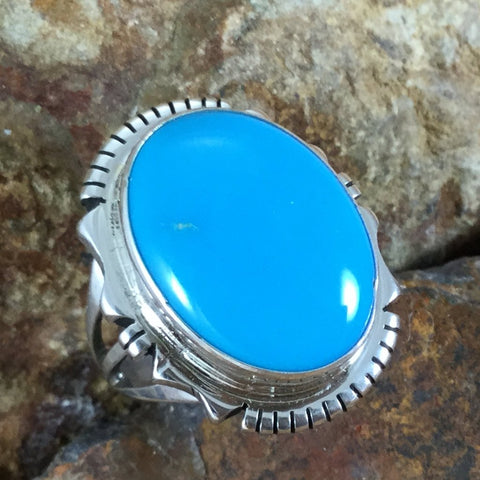 Kingman Turquoise Sterling Silver Ring Size 7.5
