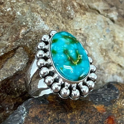 Sonoran Gold Turquoise Sterling Silver Ring by Artie Yellowhorse Size 7.25