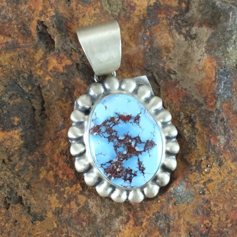 Golden Hill Turquoise Sterling Silver Pendant by Eddie Secatero