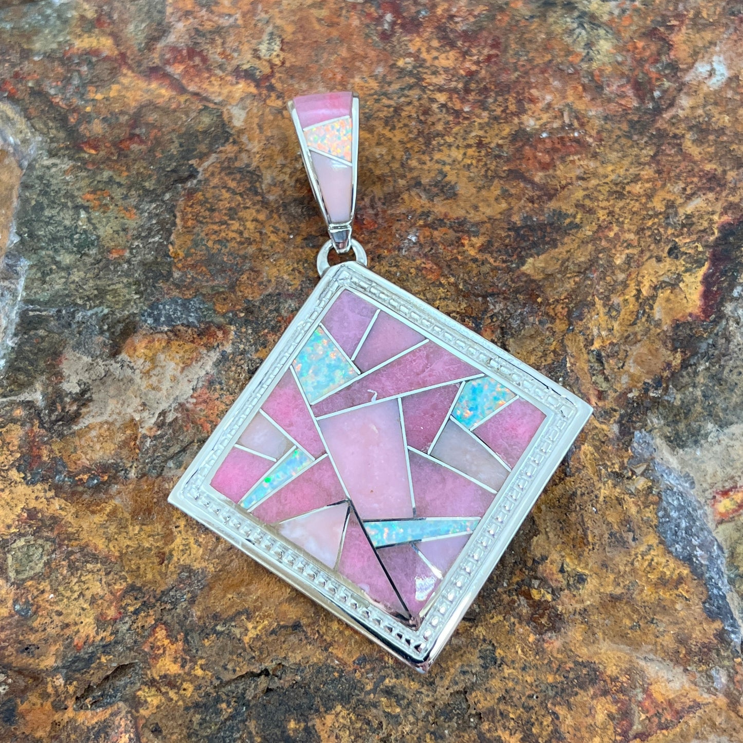 David Rosales Make Me Blush Inlaid Sterling Silver Pendant
