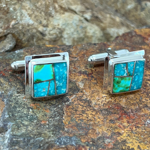 David Rosales Sonoran Gold Inlaid Sterling Silver Cuff Links