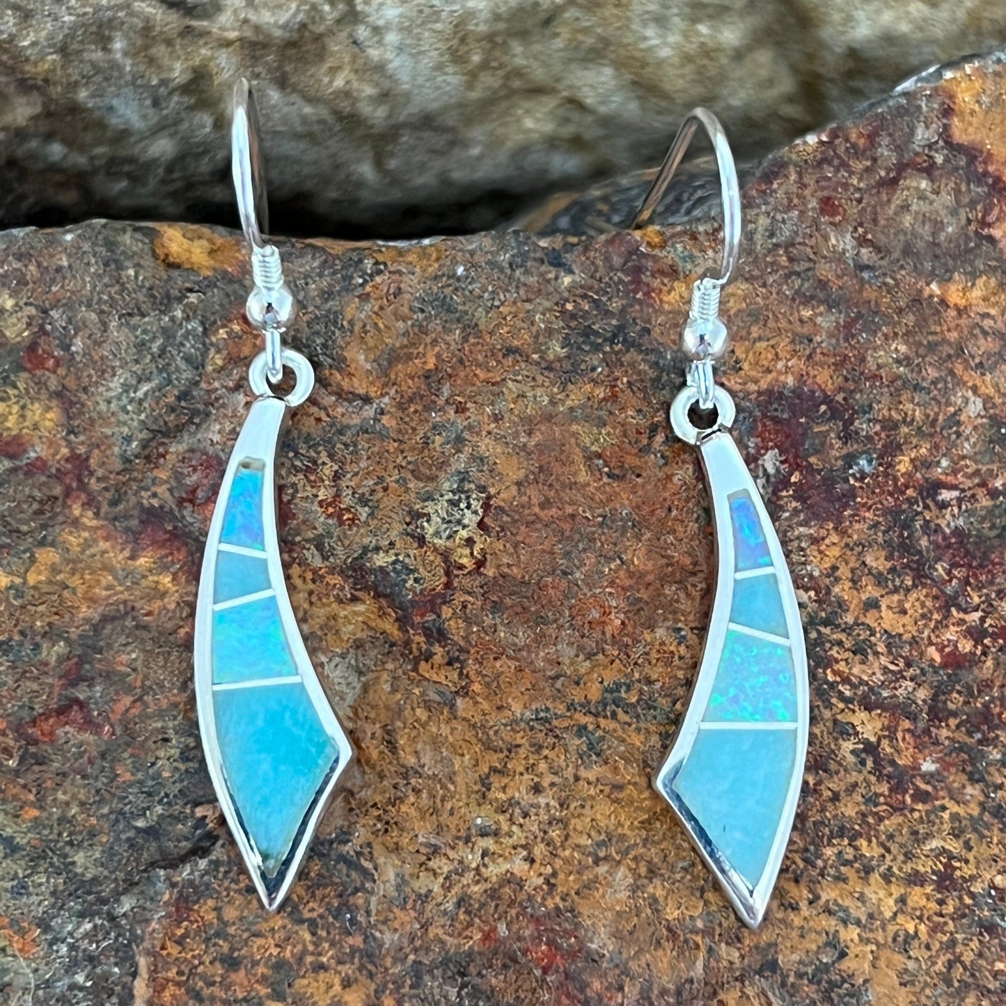 David Rosales Amazing Light Inlaid Sterling Silver Earrings