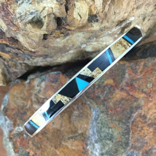 David Rosales Turquoise Creek Inlaid Sterling Silver Bracelet