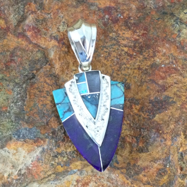 David Rosales Shalako Inlaid Sterling Silver Pendant
