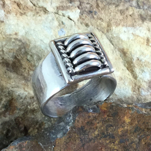 Traditional Sterling Silver Ring by Tom Charlie