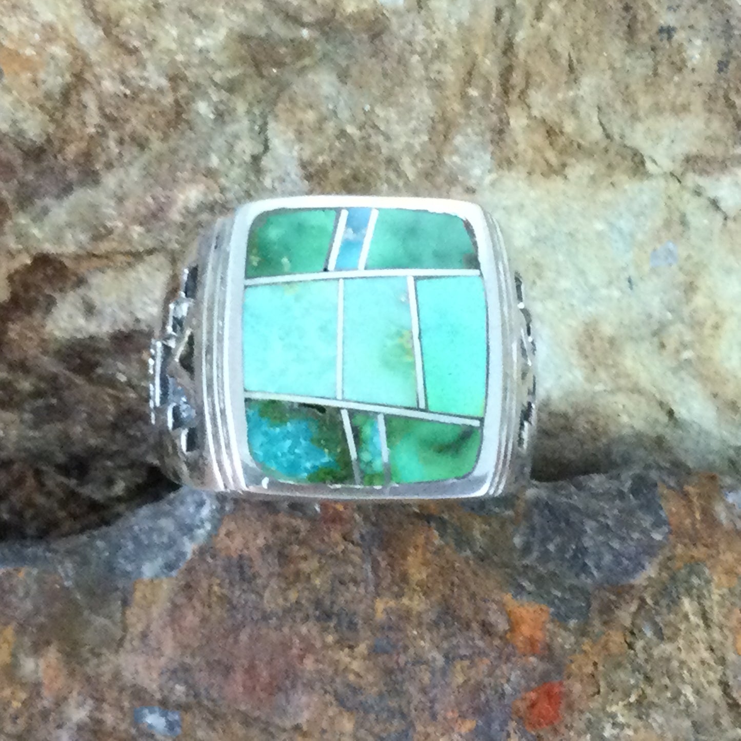 David Rosales Sonoran Gold Inlaid Sterling Silver Ring