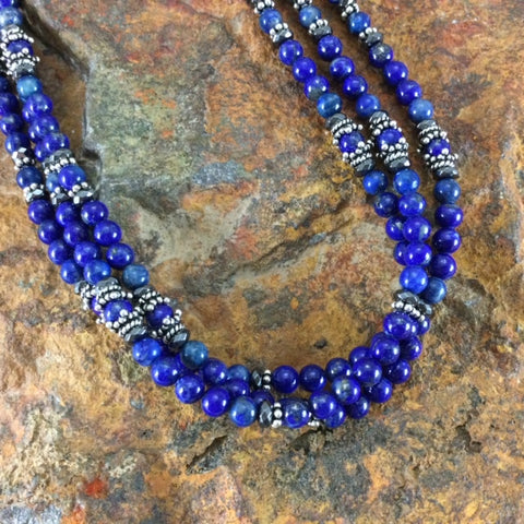 David Rosales Lapis Sterling Silver Beaded Necklace