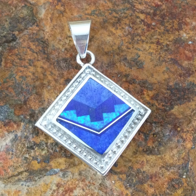 David Rosales Blue Sky Fancy Inlaid Sterling Silver Pendant