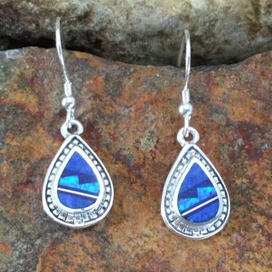 David Rosales Blue Sky Fancy Inlaid Sterling Silver Earrings