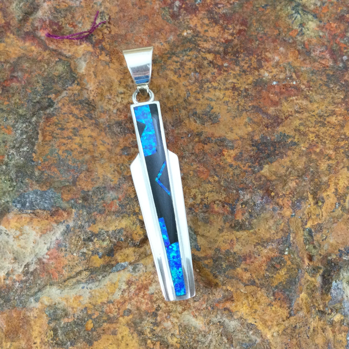 David Rosales Black Beauty Inlaid Sterling Silver Pendant