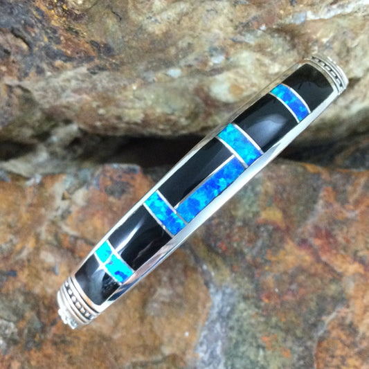 David Rosales Black Beauty Inlaid Sterling Silver Bracelet