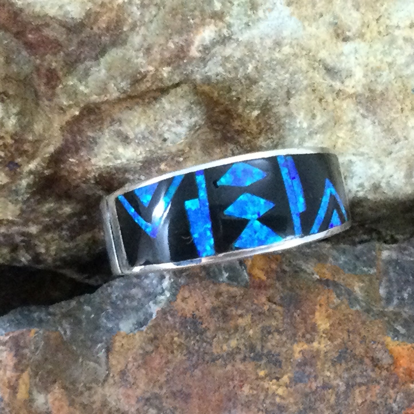 David Rosales Black Beauty Fancy Inlaid Sterling Silver Ring