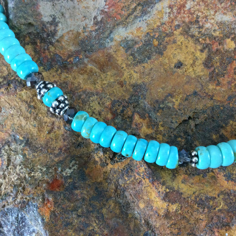 David Rosales Arizona Blue Kingman Turquoise Beaded Necklace