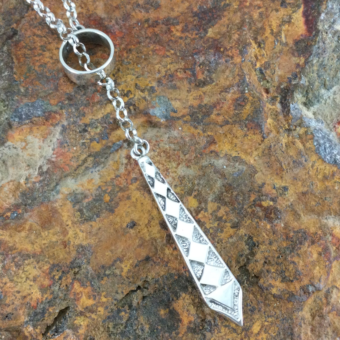 David Rosales White Buffalo Inlaid Sterling Silver Necklace - Adjustable