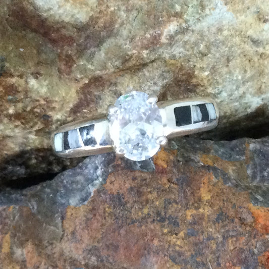 David Rosales Amazing White Buffalo Sterling Silver Ring w/ Cubic Zirconia