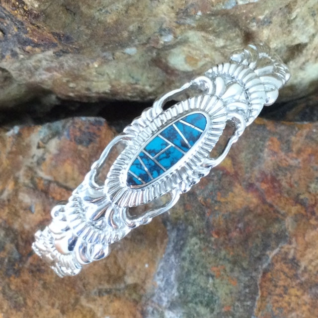 David Rosales Western Skies Inlaid Sterling Silver Cuff Bracelet