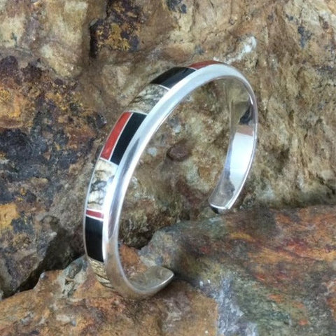 David Rosales Fire Creek Inlaid Sterling Silver Bracelet
