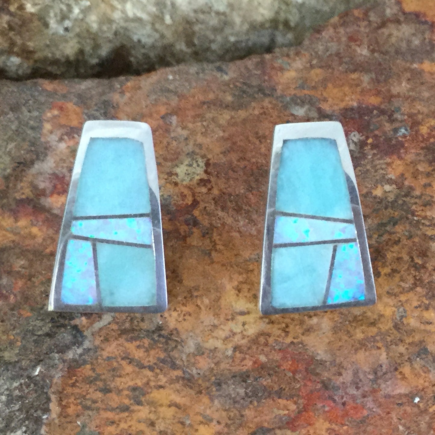 David Rosales Amazing Light Inlaid Sterling Silver Earrings