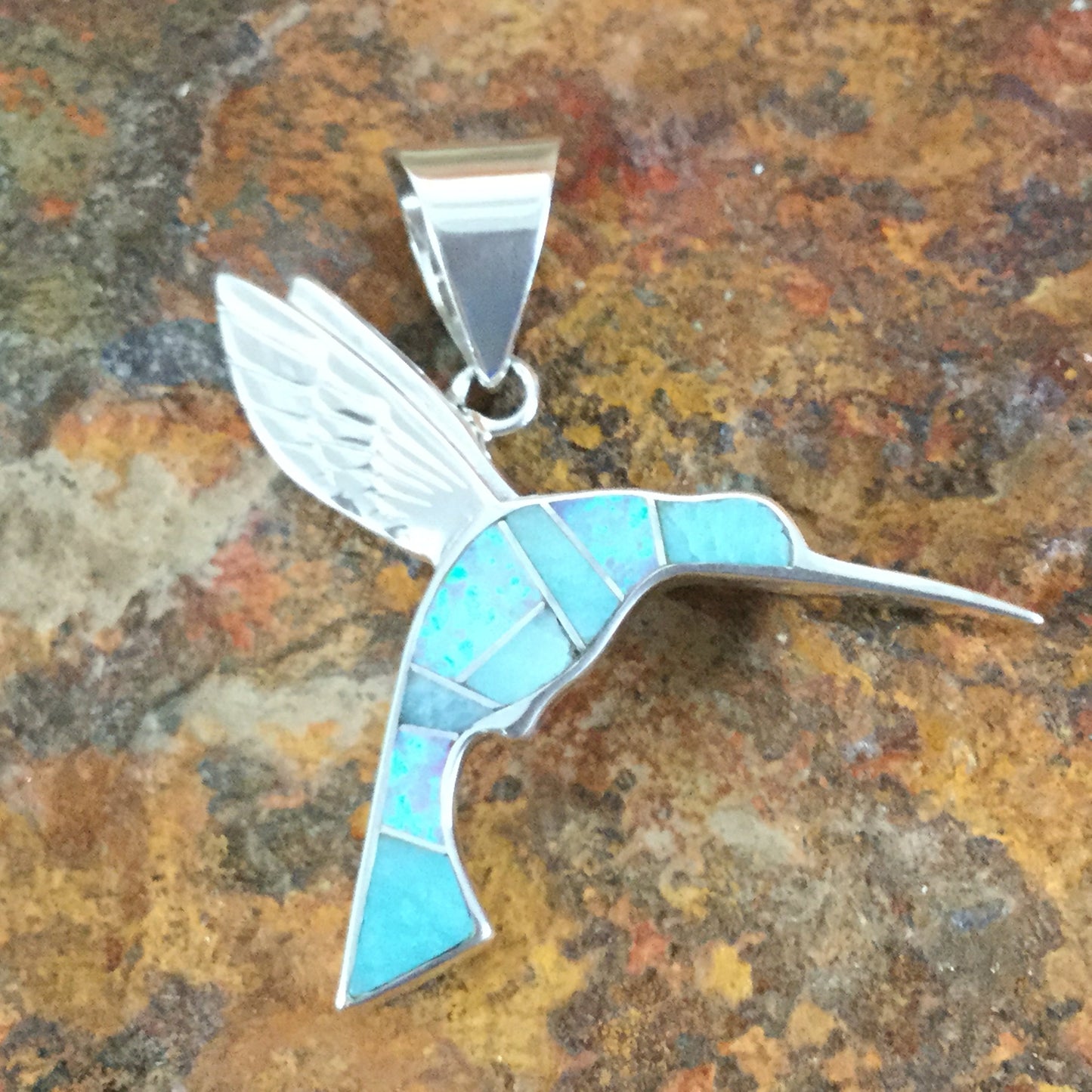 David Rosales Amazing Light Inlaid Sterling Silver Pendant