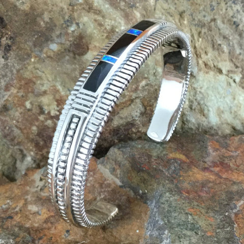David Rosales Black Beauty Inlaid Sterling Silver Bracelet