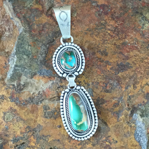 Royston Turquoise Sterling Silver Pendant by Martha Willeto