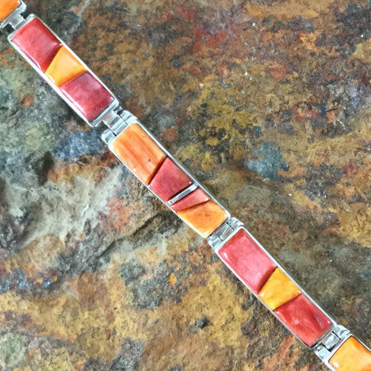 David Rosales Desert Fire Inlaid Sterling Silver Bracelet