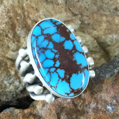 Egyptian Turquoise & Sterling Silver Ring by Eddie Secatero Size 7