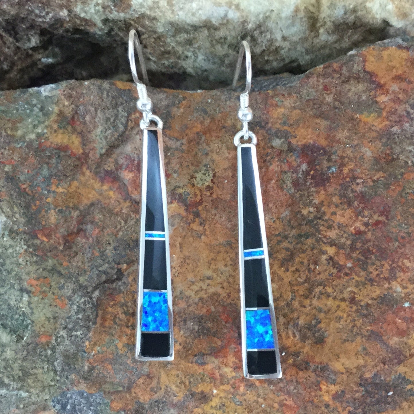 David Rosales Black Beauty Inlaid Sterling Silver Earrings