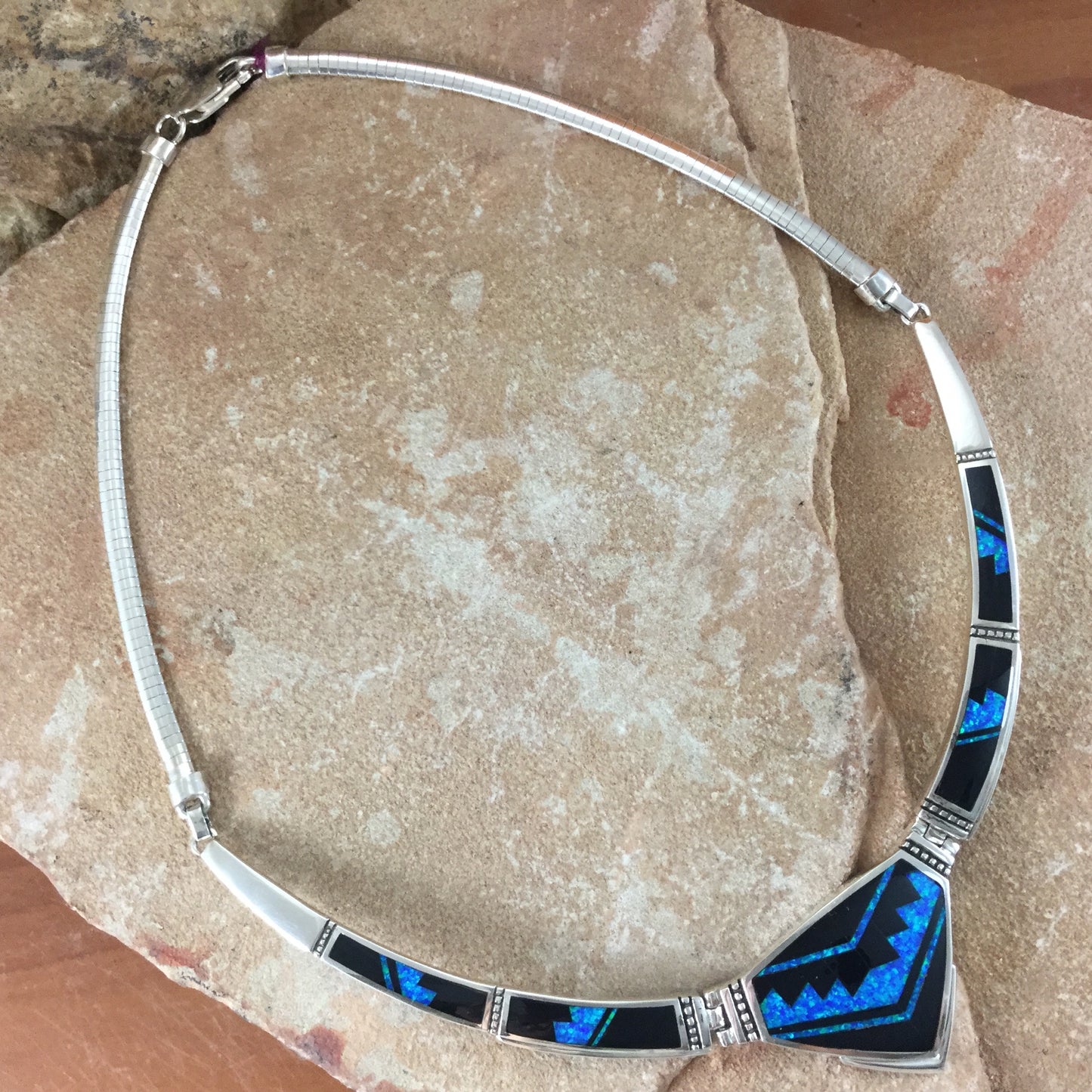 David Rosales Black Beauty Inlaid Sterling Silver Necklace