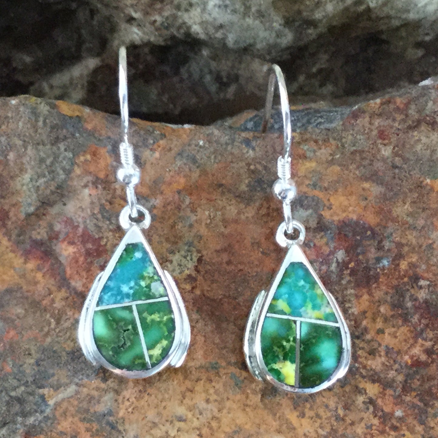 David Rosales Sonoran Gold Inlaid Sterling Silver Earrings