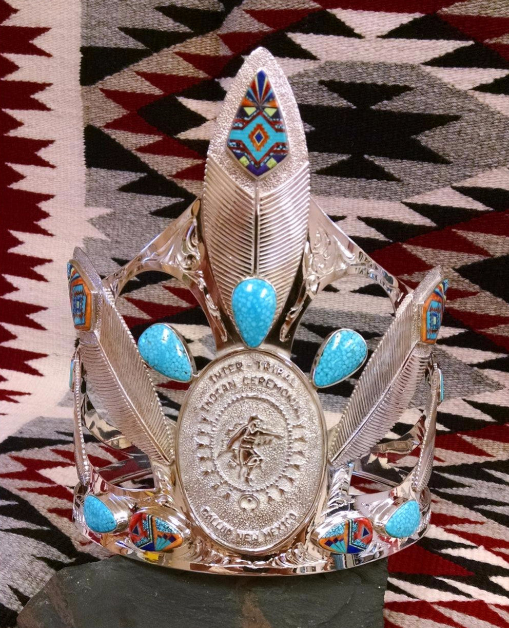 David Rosales Indian Summer Inlaid Sterling Silver Pendant Princess Feather