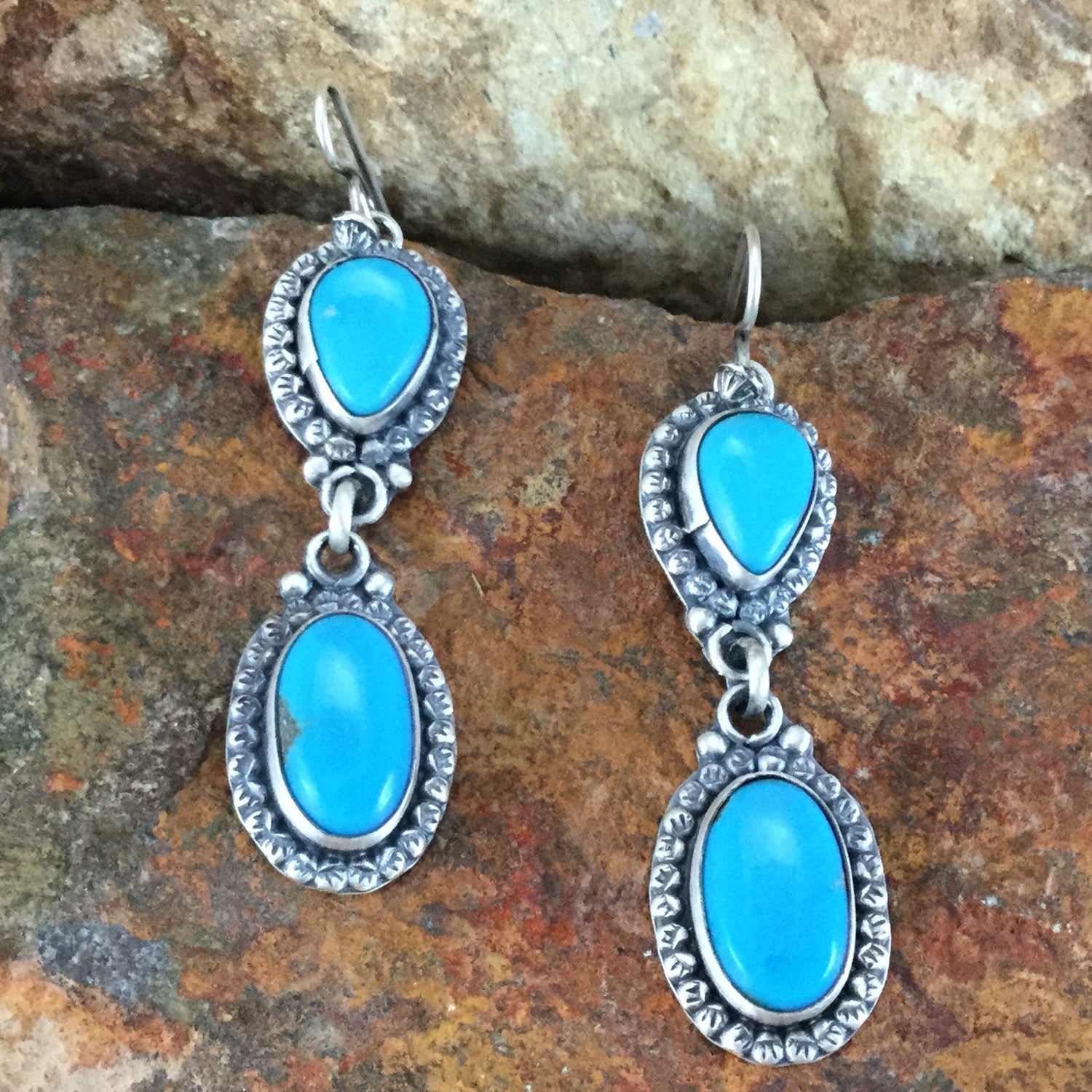 Authentic Native American Earrings - Handmade Turquoise & Silver ...