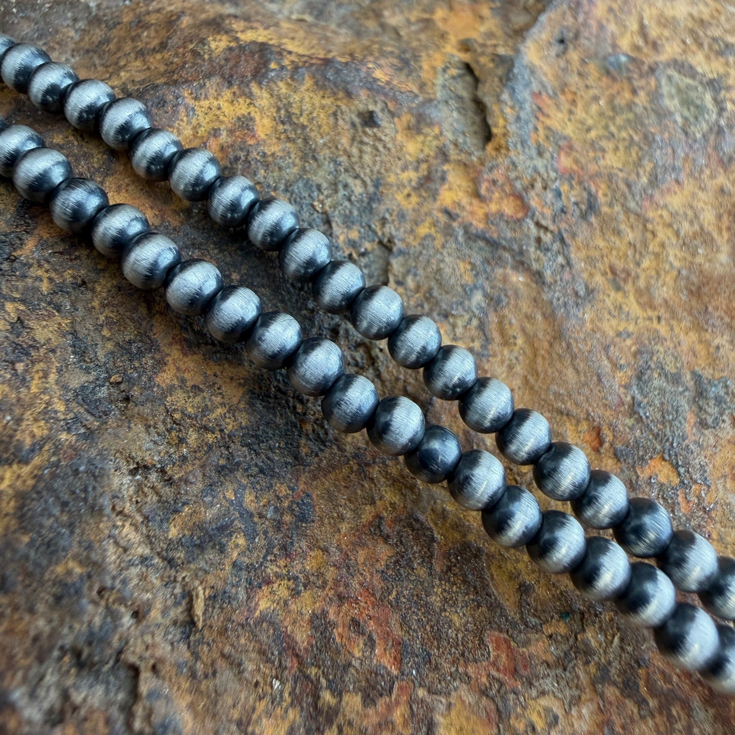 14" Single Strand Oxidized Sterling Silver Beaded Necklace 3mm
