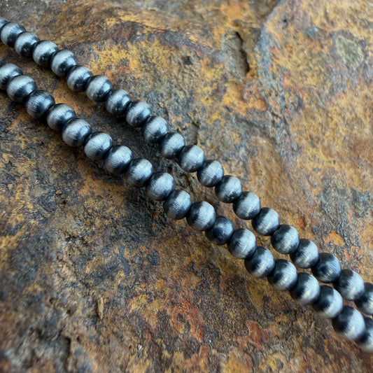 14" Single Strand Oxidized Sterling Silver Beaded Necklace 3mm