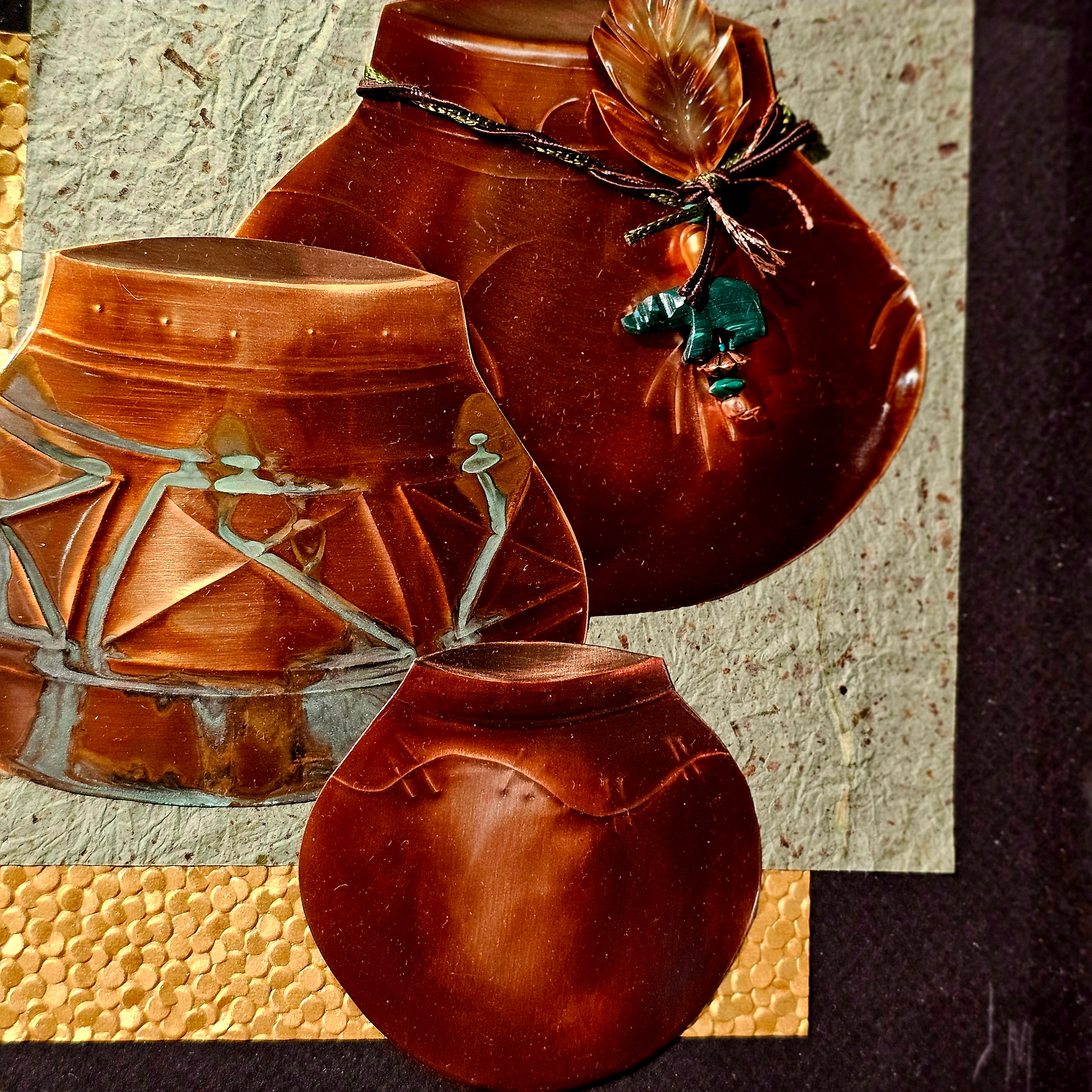アンティーク　カラーアート純銅メダル　5オンスメデューサ Contemporary Copper Art Oberkirsch Design - Pots 12Hx12W – Black