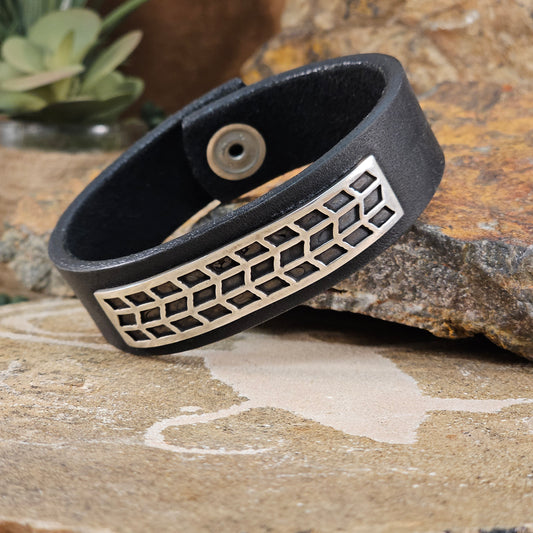 Leather and Silver bracelet by the esteemed artisan Dave Rosales