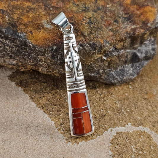 David Rosales Desert Fire Inlaid Sterling Silver Pendant