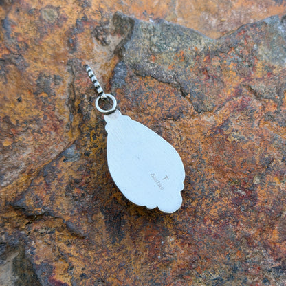 Sterling Silver Number 8 Turquoise Teardrop Pendant by Mary Tso